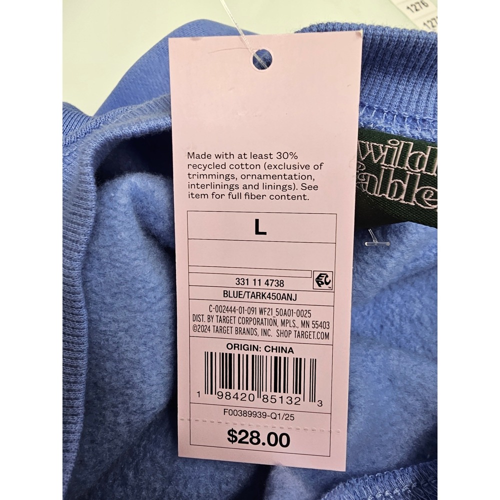 Wild Fable Weekend Football Club Oversized Sweatshirt Blue Large NWT 331114738 - Picture 3 of 7